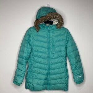 Eddie Bauer down filled puffer coat teal green‎ size M (10/12)